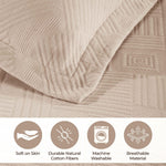 Lightweight Cotton Bedspread Sets 3-Piece Geometric Fret Jacquard Matelassé