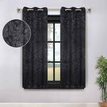 Blackout Curtains Leaves Pattern Room Darkening Grommet 2 Panels