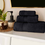 Superior Chevron Zero Twist Cotton Absorbent Solid 3 Piece Towel Set