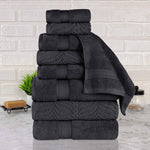 Superior Chevron Zero Twist Solid Jacquard Cotton 9 Piece Towel Set