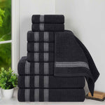 Superior Brea Zero Twist Cotton Ribbed Geometric 9 Piece Towel Set