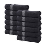 Brea Zero-Twist Cotton Ribbed Face Towel Set 12 Piece