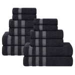Superior Brea Zero Twist Cotton Ribbed Geometric 12 Piece Towel Set