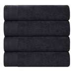 Honeycomb Textured Border Cotton Luxury Bath Towels, Set of 4