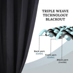 Blackout Window Curtains Solid Room Darkening Washable Set of 2