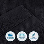 6 Piece Towel Set Zero Twist Cotton Chevron Jacquard Towels