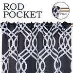 Ribbon Trellis Washable Room Darkening Blackout Curtains, Set of 2