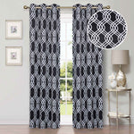 Ribbon Trellis Washable Room Darkening Blackout Curtains, Set of 2