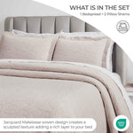 Floral Cotton Matelassé Bedspread Set Hibiscus Jacquard (3-Piece)