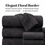 Cotton Floral Jacquard Border Bath Towel Set of 4 - Wisteria