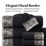 Cotton Floral Jacquard Border Bath Towel Set of 4 - Wisteria