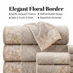 Cotton Floral Jacquard Border Bath Towel Set of 4 - Wisteria