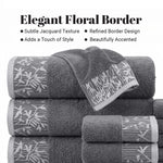 Wisteria Floral Jacquard 6-Piece Cotton Towel Set – Medium Weight Bathroom Towels
