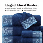 Wisteria Floral Jacquard Cotton Hand Towels – 4-Piece Hand Towel Set