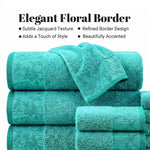 Cotton Floral Jacquard Border Bath Towel Set of 4 - Wisteria