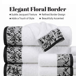 Wisteria Floral Jacquard Cotton Hand Towels – 4-Piece Hand Towel Set
