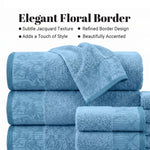 Cotton Floral Jacquard Border Bath Towel Set of 4 - Wisteria