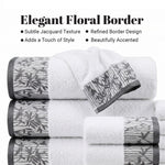 Cotton Floral Jacquard Border Bath Towel Set of 4 - Wisteria