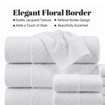 Wisteria Floral Jacquard 6-Piece Cotton Towel Set – Medium Weight Bathroom Towels