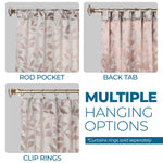 Leaves Room Darkening Back Tabs Blackout Curtain Panels, Set of 2