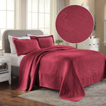 Lightweight Cotton Bedspread Sets 3-Piece Geometric Fret Jacquard Matelassé
