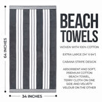 Striped Oversized Cabana Cotton Beach Towel Sets