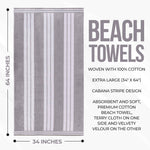 Striped Oversized Cabana Cotton Beach Towel Sets
