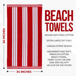 Striped Oversized Cabana Cotton Beach Towel Sets