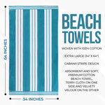 Striped Oversized Cabana Cotton Beach Towel Sets