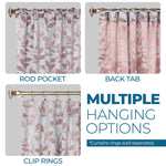 Leaves Room Darkening Back Tabs Blackout Curtain Panels, Set of 2