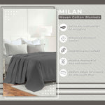 Superior Milan Cotton Textured Striped Lightweight Woven Blanket