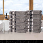 Superior Zero Twist Cotton Solid Jacquard Floral Face Towel Set of 12