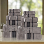 Superior Zero Twist Cotton Solid & Jacquard Floral 12 Piece Towel Set