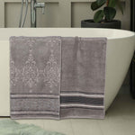Superior Zero Twist Cotton Solid & Jacquard Floral Bath Sheet Set of 2