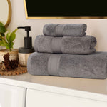 Superior Chevron Zero Twist Cotton Absorbent Solid 3 Piece Towel Set