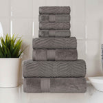 Superior Chevron Zero Twist Solid Jacquard Cotton 8 Piece Towel Set