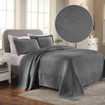 Lightweight Cotton Bedspread Sets 3-Piece Geometric Fret Jacquard Matelassé
