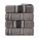 Superior Zero Twist Cotton Solid & Jacquard Floral Bath Towel Set of 4