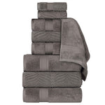 Superior Chevron Zero Twist Solid Jacquard Cotton 9 Piece Towel Set
