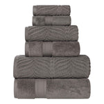 6 Piece Towel Set Zero Twist Cotton Chevron Jacquard Towels