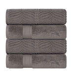Zero Twist Cotton Solid and Jacquard Bath Towel Set of 4