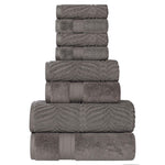 Superior Chevron Zero Twist Solid Jacquard Cotton 8 Piece Towel Set
