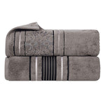 Superior Zero Twist Cotton Solid & Jacquard Floral Bath Sheet Set of 2