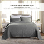 Lightweight Cotton Bedspread Sets 3-Piece Geometric Fret Jacquard Matelassé