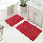 Superior 2 Piece Cotton Checkered Solid Non Slip Bath Rug Set