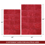 Superior 2 Piece Cotton Checkered Solid Non Slip Bath Rug Set