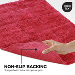 Superior 2 Piece Cotton Checkered Solid Non Slip Bath Rug Set