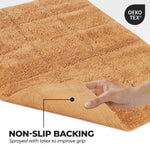 Superior 2 Piece Cotton Checkered Solid Non Slip Bath Rug Set