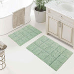 Superior 2 Piece Cotton Checkered Solid Non Slip Bath Rug Set