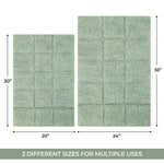 Superior 2 Piece Cotton Checkered Solid Non Slip Bath Rug Set